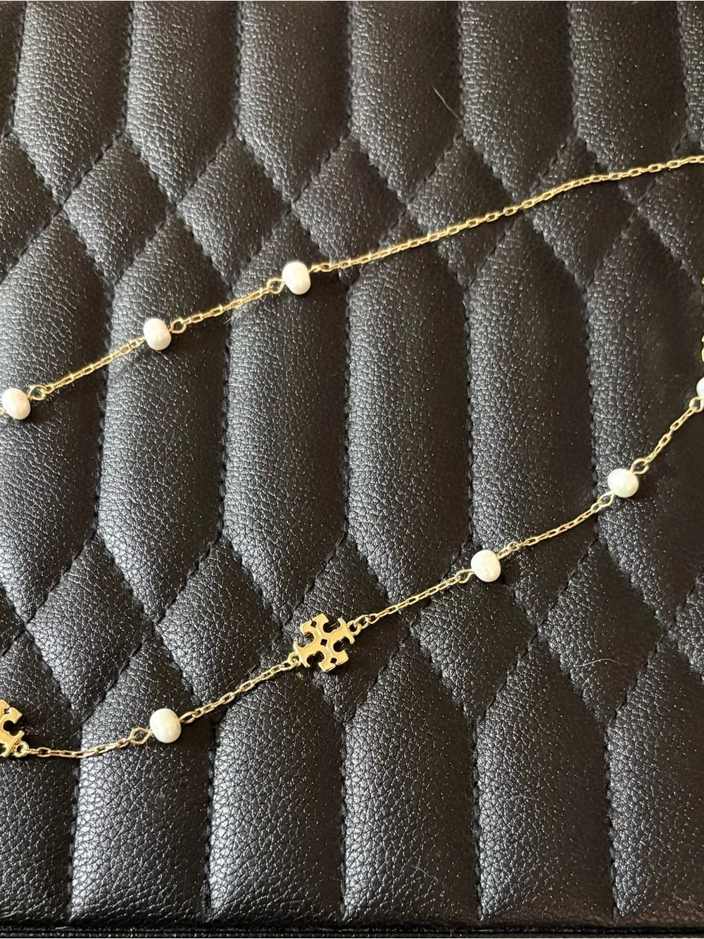 Gold Pearl Station Necklace - Women's Jewelry